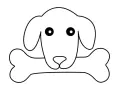 Prosty rysunek psa z kością.