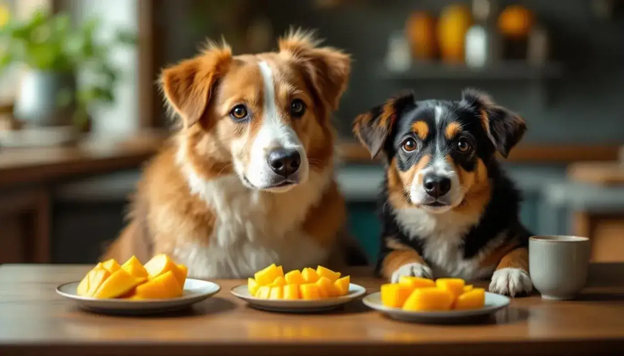 pies różnej wielkości je mango