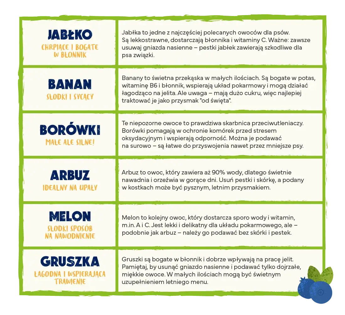 bezpieczne owoce dla psa
