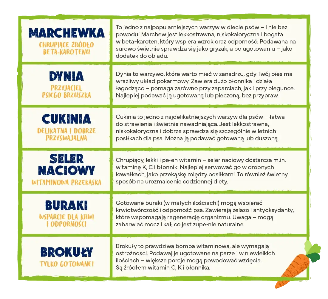 zdrowe warzywa dla psa